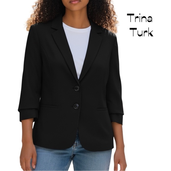 Trina Turk Black Jeweled Button Blazer Size 10